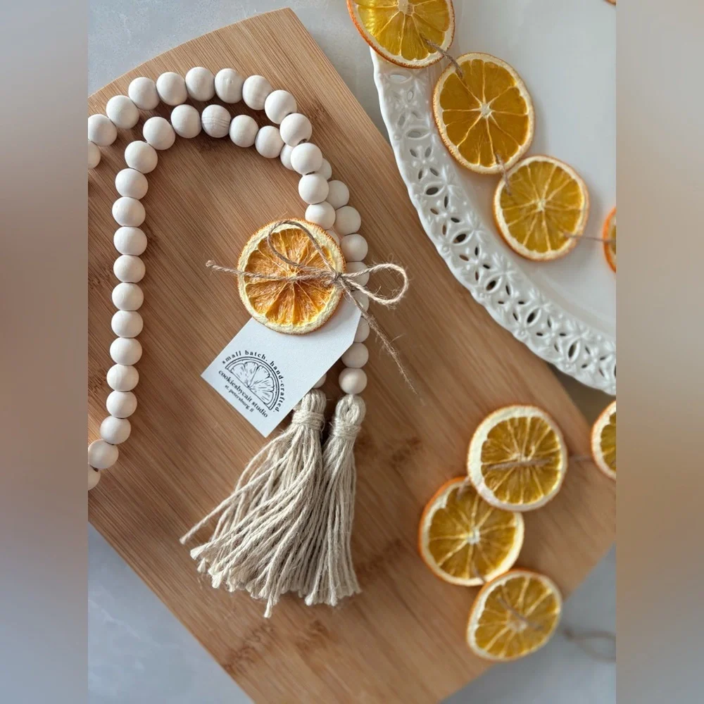 Handmade Wood Bead Garland | 58” Boho Farmhouse Tassel Decor | Gift Ready - Picture 14 of 16